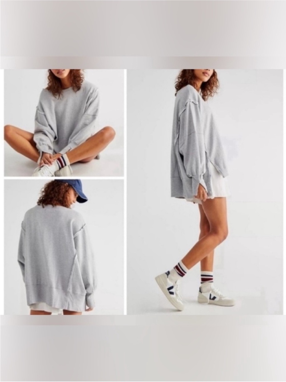 NWOT Free People We the Free Camden Sweatshirt - Sand Heather Grey - Large